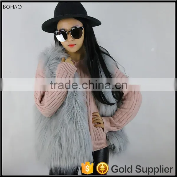 Fur Vest In Grey Long Haired Womens Faux Fur Vest For Fall Or Winter photo-5