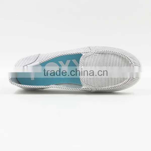 Brand Canvas Shoe White Stripe Lady Loafer Shoes China Factory Stock Cheap Selling photo-4