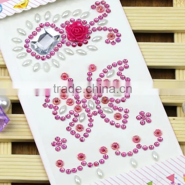 Hot Sale Self Adhesive Multi-Color Shaped Acrylic Sticker Bling Resin Butterfly/Flower Rhinestone Stickers For Decorations photo-3