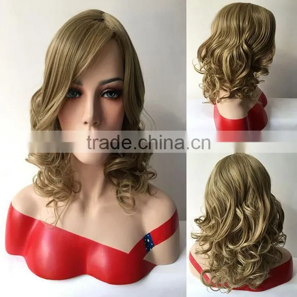 Fashion Synthetic Hair Women Long Curly Blonde Cheap Cosplay Party Wig Full Lace Wigs photo-3