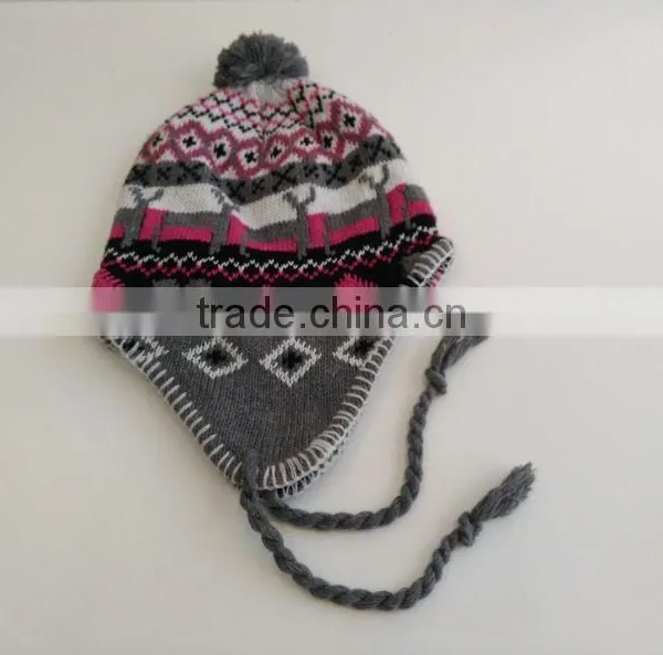 Colorful PomPom Knitted Beanie With Earmuffs photo-3