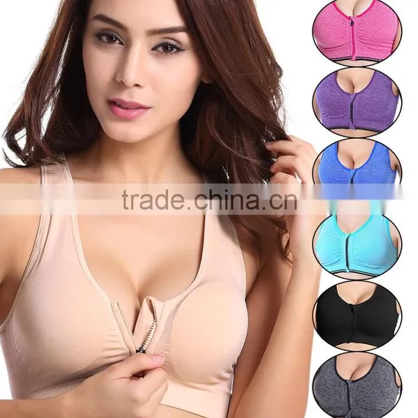 Zm10843a Professional Shock Running Sports Bra Front Zipper Without Rims Wholesale Yoga Underwear photo-2