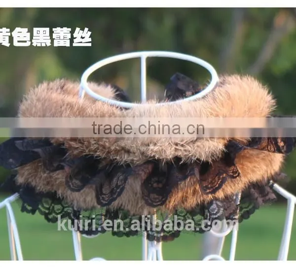 Lace Real Fur Collar Scarf Coat Warm Wrap Fake Neck Ring Winter Fox Rabbit Fur Cape Clothing Accessory Shawl Scarves photo-5