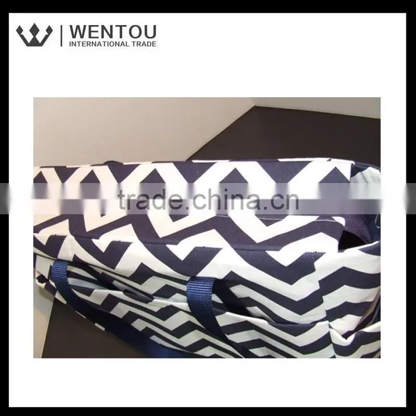 Navy Blue and White Stripe Chevron Print Diaper Bag photo-4