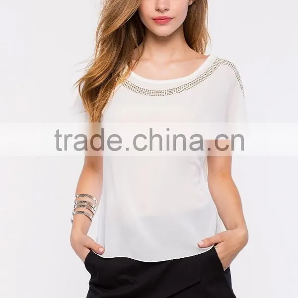 Online Shopping Women Clothes Fashion Embellished Lady Blouse photo-2