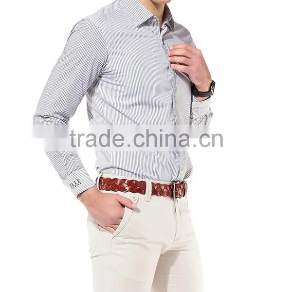 Cotton Vertical Stripes Fabric Men's Dress Shirts photo-4