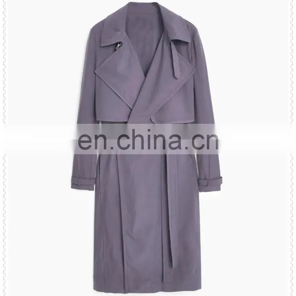 Wholesale OEM Winter Clothes Long Sleeve Coat Modal-blend Women Long Trench Coat photo-4
