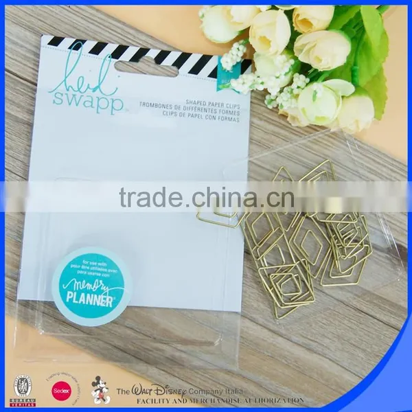 Gold Color PET Wire Geometry Shape Paper Clip Blister Backer Card Package photo-5