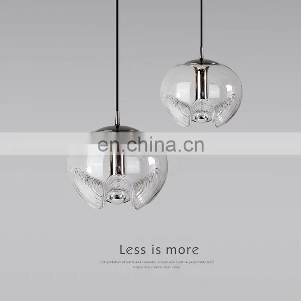 Modern Indoor LED Pendant Light Art Glass Hanging Lamp For Living Room Kitchen Bedroom Nordic Glass Ball Chandelier photo-5