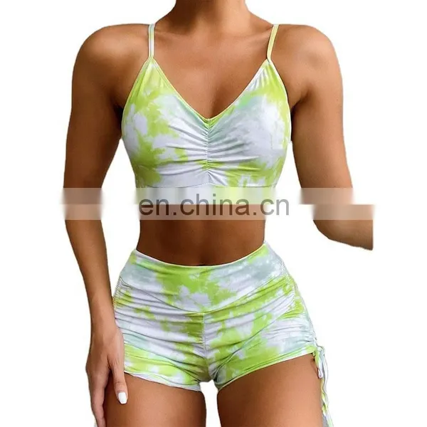2022 Women Swimwear Push Up Swimsuit Tie Dye Bikini Yoga Set Swimming Suit Bandage Sexy Summer Bathing Suit