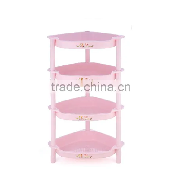 High Quality 4 Layer Triangle Bathroom Shelf Plastic Storage Rack photo-3