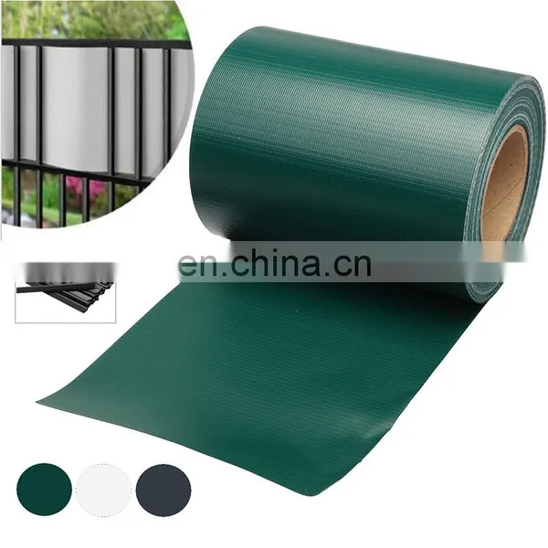 0.19*50m Pvc Tarpaulin Vinyl Privacy Fence Stripe, Green Grey Color Strip Tarpaulin for Garden Fence photo-3