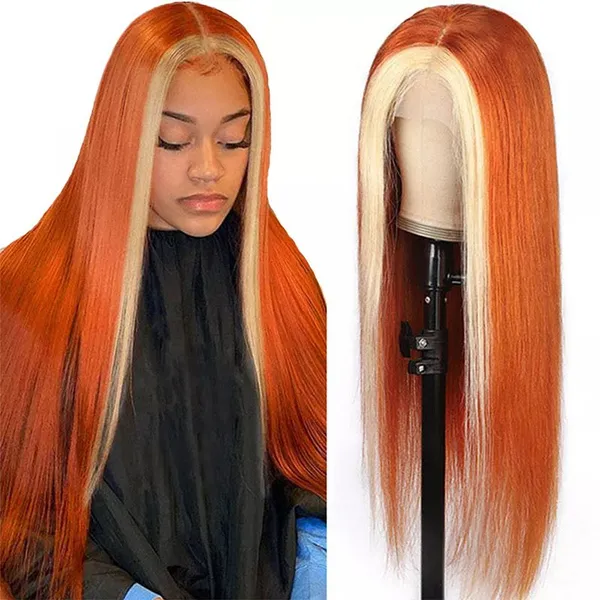 Ginger Blonde Lace Front Wig Straight Hd Lace Frontal Wig 613 Colored Human Hair Wigs 13X4 Ginger Lace Front Wig
