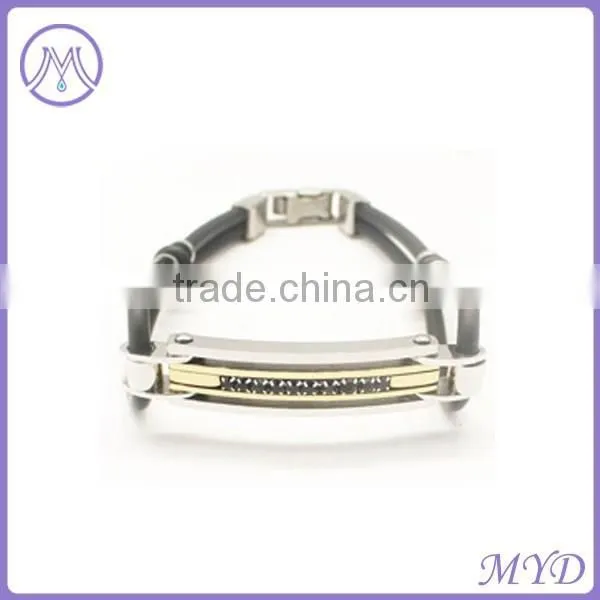 Gold Plated Stainless Steel Religion Plate Silicone Bracelet For Men photo-4