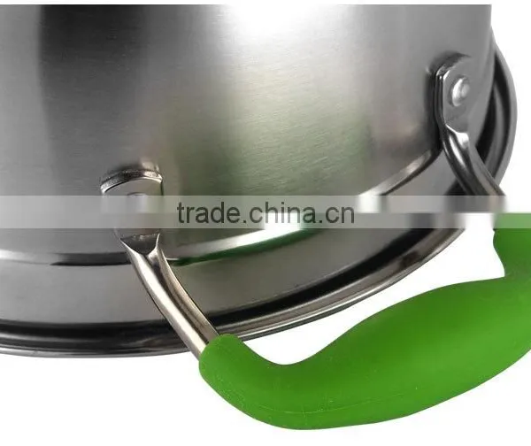 Best Quality 6pcs Stainless Steel Capsulated Induction Color Silicone Handle Cookware Set photo-6