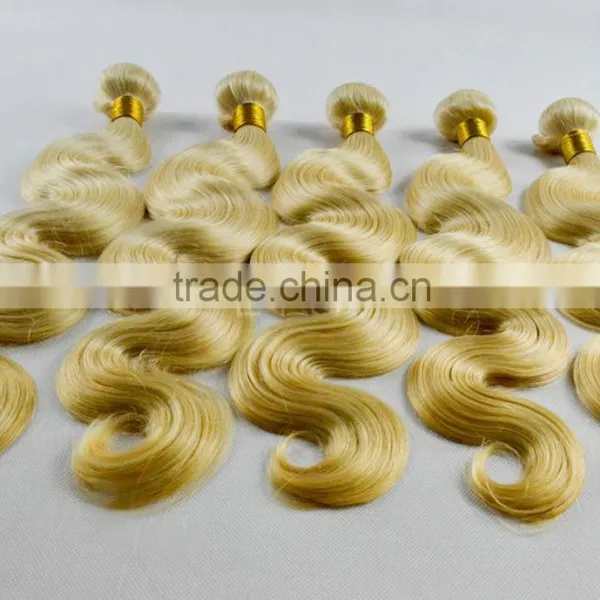 European Sew in Human Hair Extensions Honey Blonde Body Wave Hair Weaving photo-2