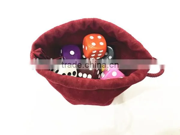 Hot Sale Custom Red Velvet Dice Bag With Colored Casino Dice photo-2