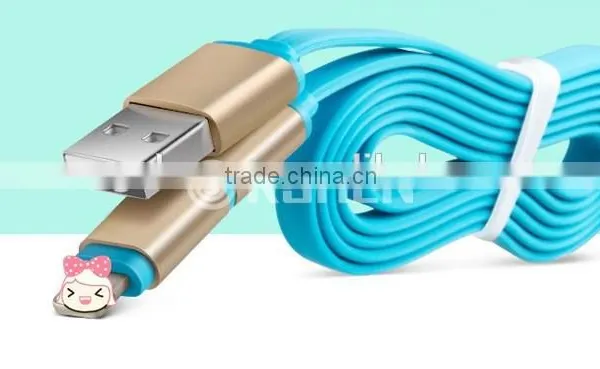 Wholesale 2015 2 in 1hot Sale Flat Copper Core Usb Extension Charging Data Cable photo-2