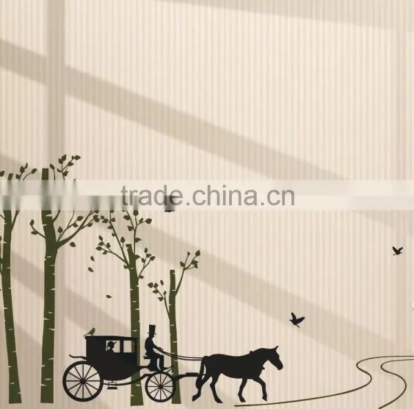 Black Trees Birds Carriage Wall Decal Home Sticker Paper Removable Living Room Bedroom Art Picture DIY Mural photo-3