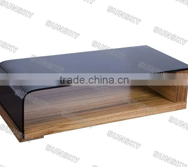 modern coffee tables entertainment unit bend glass coffee table SK1528A