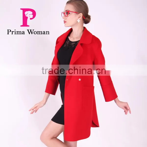 2016 New Design Spring Medium Length Women Slim Fit Wool Coat photo-6