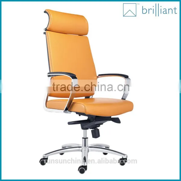 893-2A Black Leather Office Chair Aluminum Alloy Electroplating Metal Armrest and Base With Headrest photo-3
