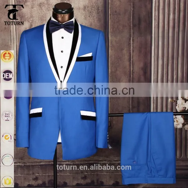 2016 Hot Sale Classic European Style Wholesale Custom Logo Formal Slim Fit Rayon RED Royal Blue Wedding Man Suits Quality Choice