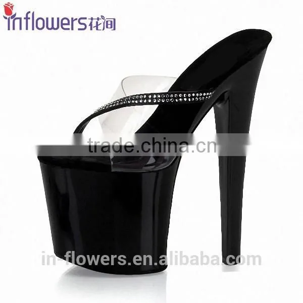 Black Fashion Stilettos Lady's Sexy Shoes Very High Heel Slippers photo-2