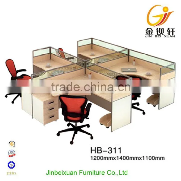 Contemporary L-shape Wooden 120 Degree Office Workstation photo-2