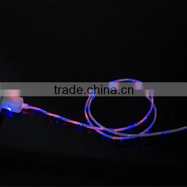 Colorful Flat Micro USB Cable With LED Light for IPhone photo-5