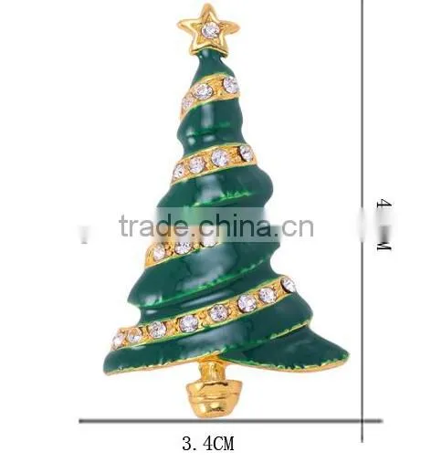 Vintage High Christmas Tree With Clear Rhinestone Snow Brooch photo-5