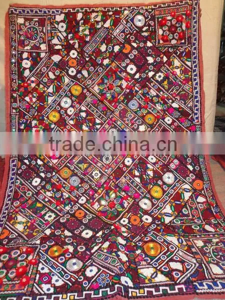 Indian Katchi Mirror Work Patchwork Tapestry
