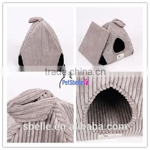 Solid Corduroy Made Pet House Dog Bed photo-4