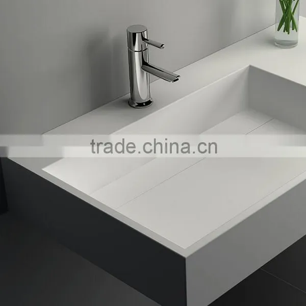 Modern Bathrooms Wash Basin for Hotel , Wall Hung Acrylic Solid Surface Wash Basin,Artificial Stone Washing Basin photo-4