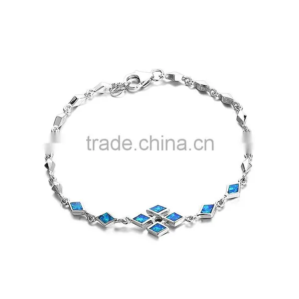 925 Sterling Silver Blue Opal Bracelet For Men Fine Jewelry SBI182W photo-6
