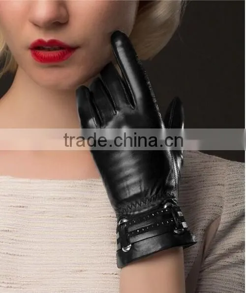 Fashionable Leather Gloves For Women Classic Black Leather Gloves For Women photo-5