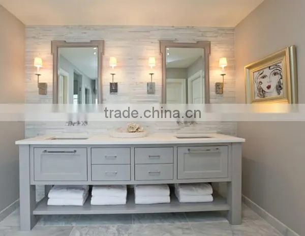 Modular European Style Wood Rotating Bathroom Mirror Cabinet photo-3