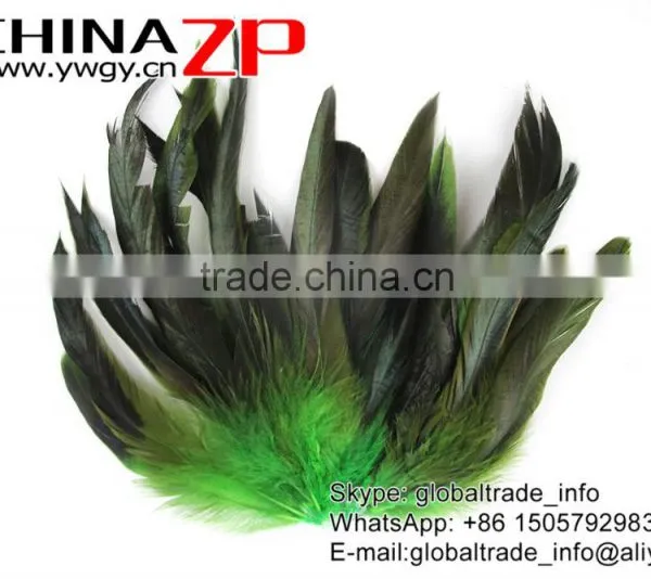 Top Supplier ZPDECOR Bulk Sale Wonderful Quality Dyed Kelly Green Half Bronze Rooster Schlappen Feathers for Sale photo-2