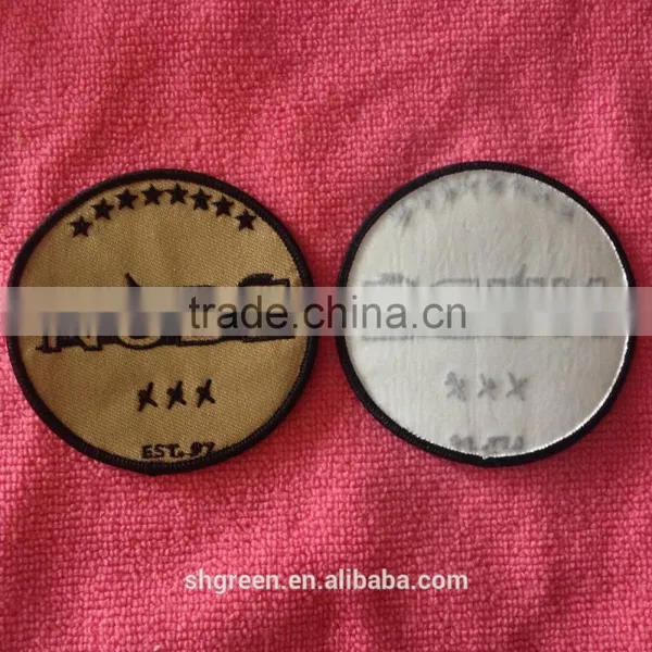 merrow border embroidery badge with adhesive backing,twill embroidery label