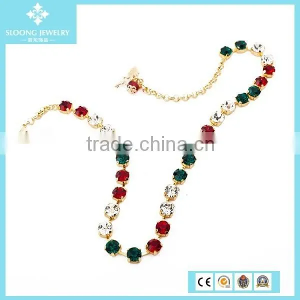 Yiwu Elegant Green Shine Crystal Copper Chain Necklace 2015 photo-4