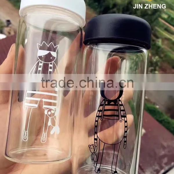Stocked 10oz Glass Water Bottle With Colorful Lid photo-3