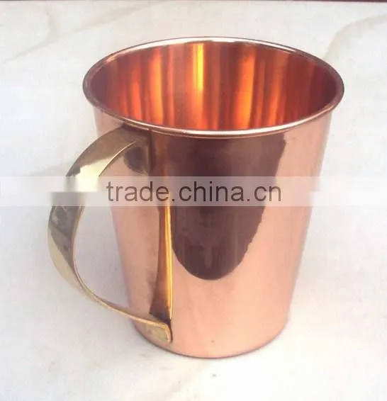 BPA FREE SMOOTH MOSCOW MULE 100% COPPER TAPER MUG WITH BRASS HANDLE photo-2