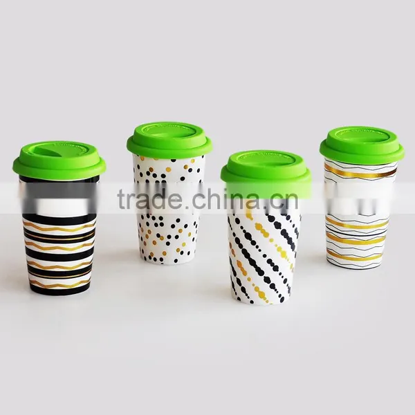 Wholesale Promotional Ceramic Cheap Double Wall Mug With Golden Design photo-3