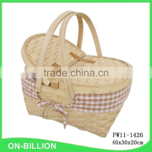 Cheap Wood Chip Empty Picnic Basket photo-2