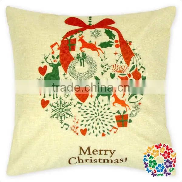 17.7" x 17.7 " High Quality Hemp Christmas Deer Pillow Case for Sofa photo-2