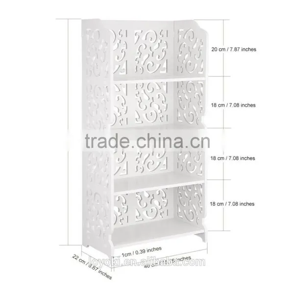 4-Tier White Modular Cut-Out WPC Home Storage Organizer Shelving Rack Unit Bookcase Shelf photo-5