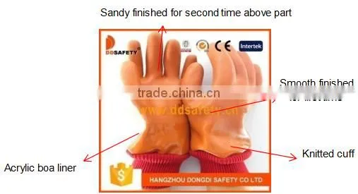 DDSAFETY Orange Pvc Glove With Knitted Cuff photo-3