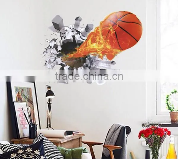 Creative Self Adhesive 3D Basketball Wall Paper for Kids' Room photo-4