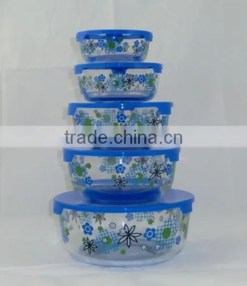 GH053 5pcs Glass Bowl Set With Deco photo-3