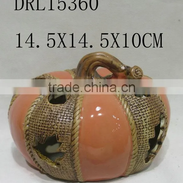 Dual Color Colorful Pumpkin Ceramic Lantern LED Decorations photo-2